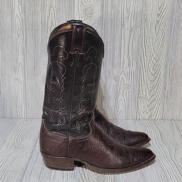 Justin Boots Style 8561 Brown Leather Pointed Toe Cowboy Western Boots - Picture 2 of 15